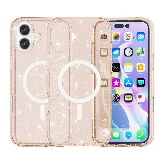Pouzdro pro iPhone 17, pro MagSafe, třpytivé, průsvitně zlaté