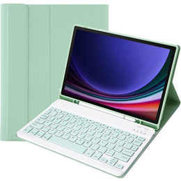 Pouzdro + klávesnice Samsung Galaxy Tab S9, Leather Pen Slot, světle zelené