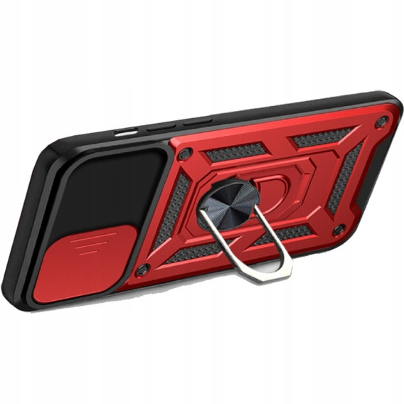 Pancéřové pouzdro pro iPhone 16E, CamShield Slide, červené + tvrzené sklo 9H