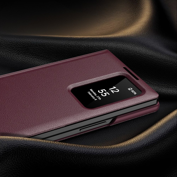 Flipové pouzdro pro Samsung Z Fold5 5G, Smart View Wallet, kaštanové