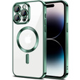 Pouzdro pro iPhone 14 Pro, Electro MagSafe, zelené + sklo na displej