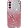 Pouzdro pro Samsung Galaxy S22, Glitter Flower, růžové rose gold
