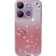 Pouzdro pro Infinix Smart 7 4G, Glitter Flower, růžové rose gold