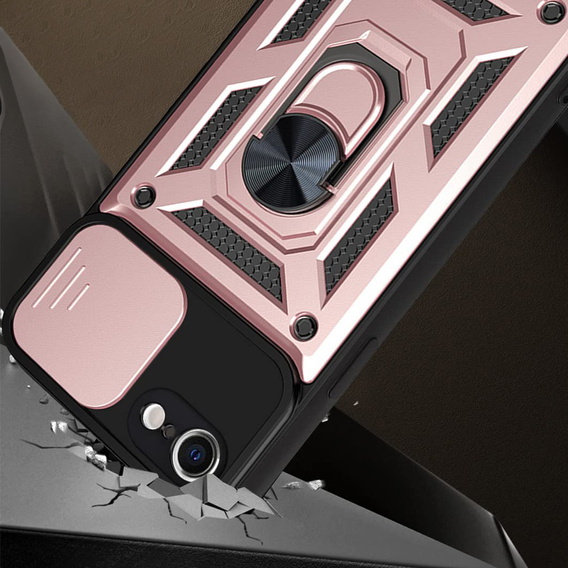 Pancéřové pouzdro pro iPhone 16E, CamShield Slide, růžové + tvrzené sklo 9H