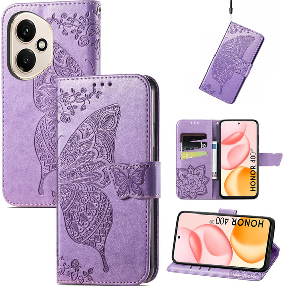 Klopové pouzdro pro Honor 400 5G, Butterfly, fialové