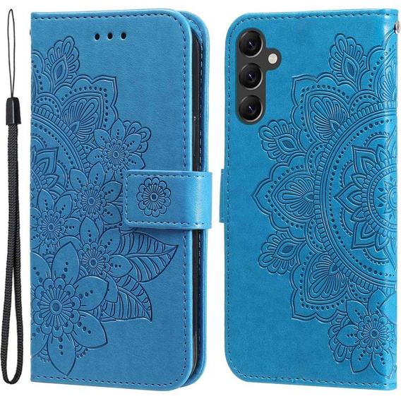 Klopové pouzdro pro Samsung Galaxy A14 4G/5G, Mandala Flower, modré