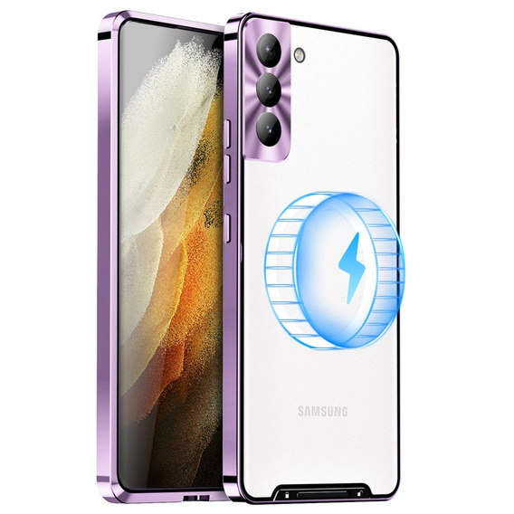 Ochranné pouzdro na fotoaparát pro Samsung Galaxy S21 FE 5G, CamShield MagSafe, transparentní / fialové