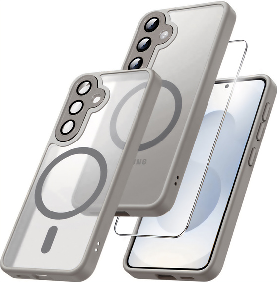 Pouzdro pro Samsung Galaxy S25+ Plus, pro MagSafe, ERBORD Matt Case, šedý + sklo na displej