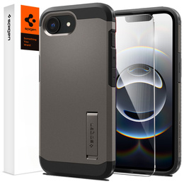 Pouzdro Spigen pro iPhone 16E, Tough Armor Mag MagSafe, šedé + 9H tvrzené sklo