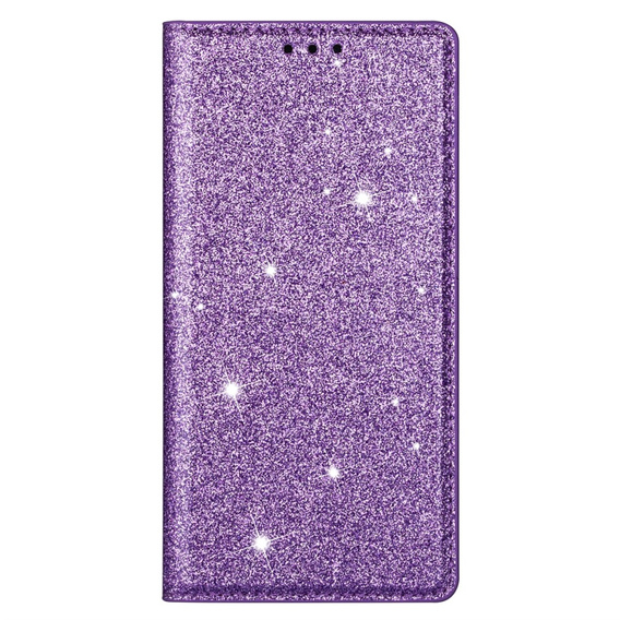 Flipové pouzdro pro iPhone 16E, Card Slot Glittery, fialové