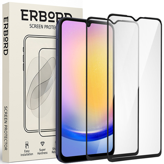 2x tvrzené sklo pro Samsung Galaxy A25 5G, ERBORD 3D pro celý displej