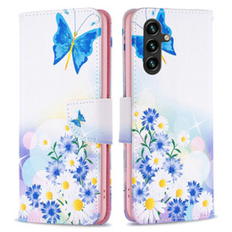 Klopové pouzdro pro Samsung Galaxy A35 5G, Wallet, Butterfly & Flowers bílé