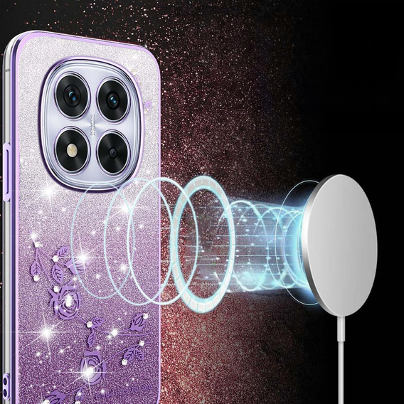 Pouzdro s glitry Glitter Flower pro Xiaomi Redmi Note 15 5G / Poco M8 5G