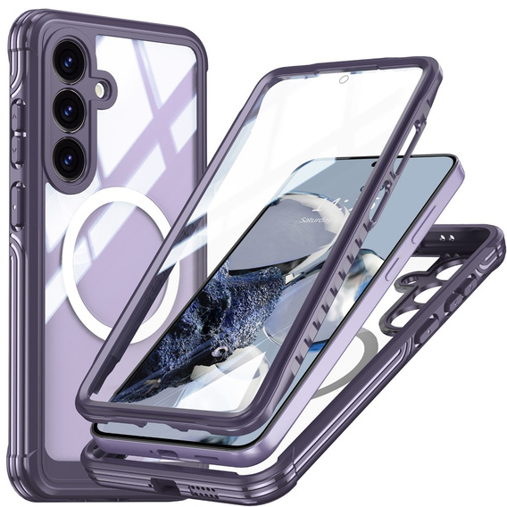 Pouzdro pro Samsung Galaxy S25 FE, Shockproof, se sklem, pro MagSafe, fialové