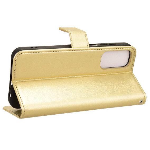 Klopové pouzdro pro Samsung Galaxy M35, Crazy Horse Wallet, zlaté