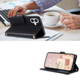 Pouzdro s klopou pro iPhone 16 Plus, Rhombus Crossbody Leather, černé