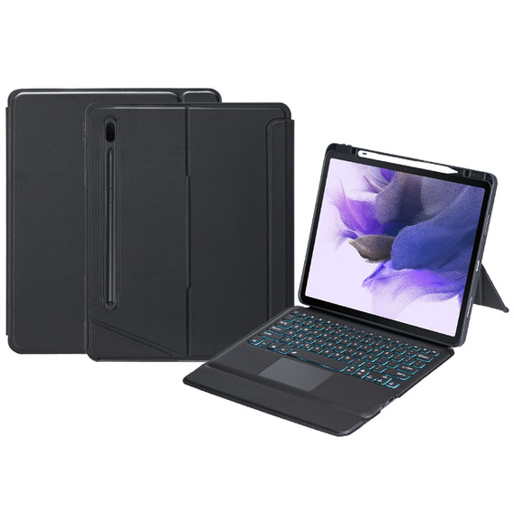 Pouzdro s podsvícenou bluetooth klávesnicí pro Samsung Galaxy S9+ / S9 FE+ / S10+ Plus, černé