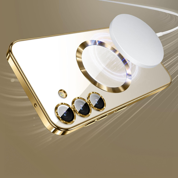 Pouzdro pro Samsung Galaxy S25+ Plus, Electro MagSafe, zlaté + sklo na displej