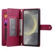 Klopové pouzdro pro Samsung Galaxy S25, Wallet Zipper Pocket, červené