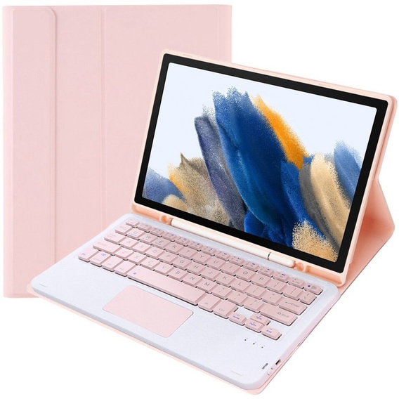 Pouzdro + klávesnice Samsung Galaxy Tab A8 10.5 X200 / X205, Touchpad, růžové rose gold