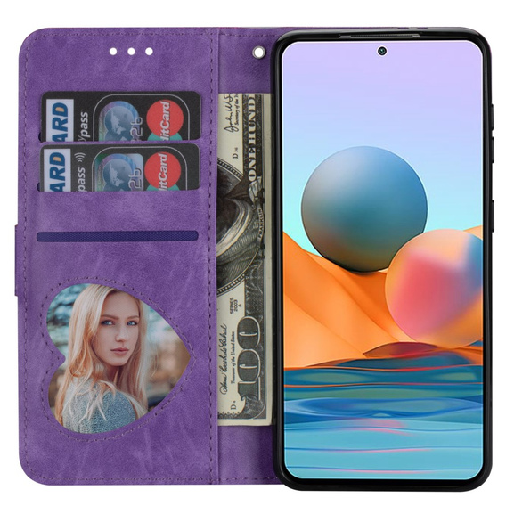 Klopové pouzdro pro Samsung Galaxy A35 5G, Wallet Zipper Pocket Glittery, fialové
