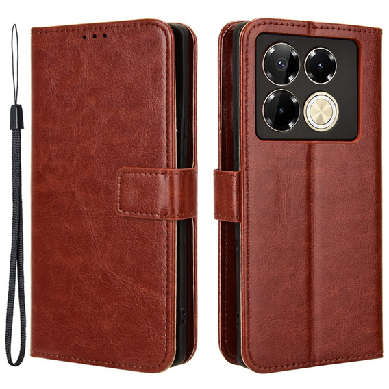 Klopové pouzdro pro Infinix Note 40 Pro Plus, Crazy Horse Wallet, hnědé