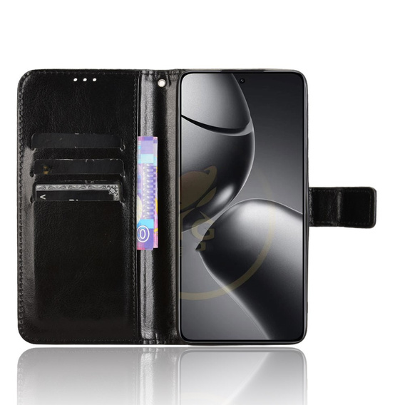 Klopové pouzdro pro Xiaomi 14T Pro, Crazy Horse Wallet, černé