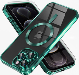 Pouzdro pro iPhone 12 Pro, Electro MagSafe, zelené + sklo na displej