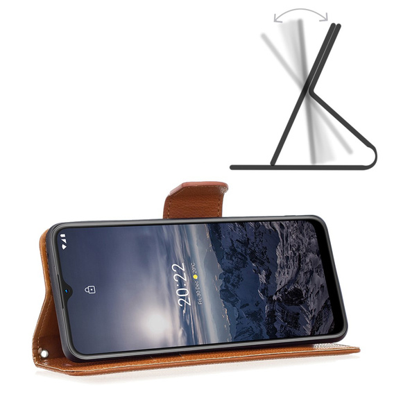 Klopové pouzdro pro Nokia G11 / G21, Litchi Wallet Case, hnědé