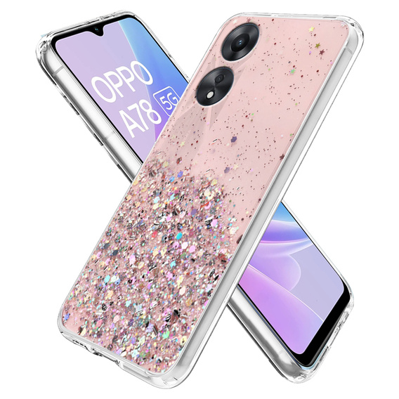 Pouzdro pro Oppo A78 5G, Glittery, růžové