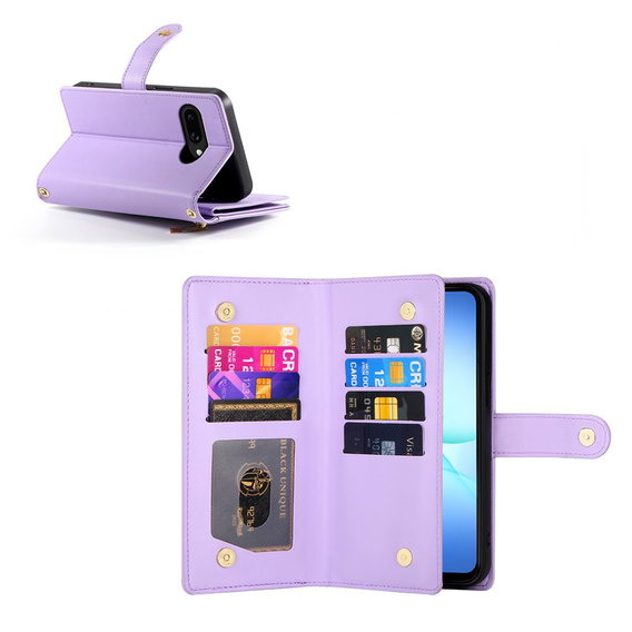 Flipové pouzdro Wallet Zipper Pocket pro Samsung Galaxy A17 5G, Wallet Zipper Pocket, fialové