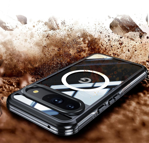 Pouzdro pro Google Pixel 9 / Google Pixel 9 Pro, Shockproof, se sklem, pro MagSafe, černé