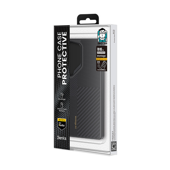 Pouzdro BENKS Kevlar pro Samsung Galaxy S25 Ultra, pro MagSafe, Carbon Fiber, černé
