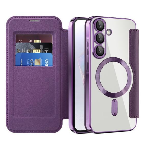 Klopové pouzdro pro Samsung Galaxy A26, RFID Wallet MagSafe CamShield, fialové