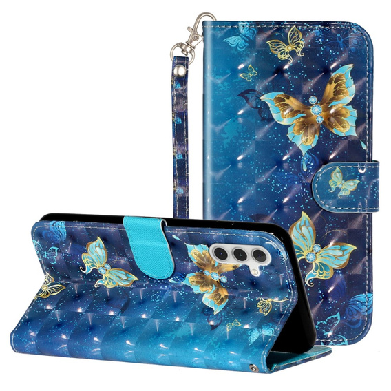 Klopové pouzdro pro Samsung Galaxy A35 5G, Wallet, Butterflies modré
