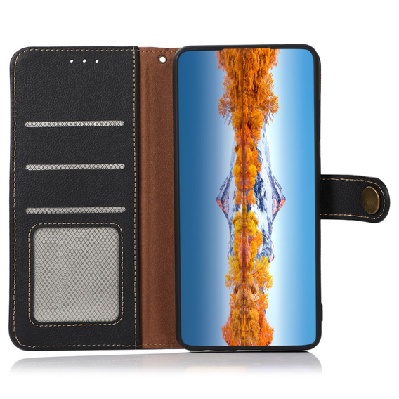 KHAZNEH RFID pouzdro pro Samsung Galaxy A35 5G, Litchi Texture, černé