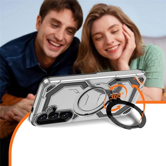 Magnetické pouzdro s podstavcem pro Samsung Galaxy A57 5G, stříbrné