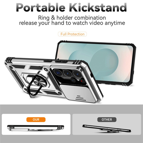 Pancéřové pouzdro s podstavcem a krytem objektivu pro Samsung Galaxy S26 Ultra