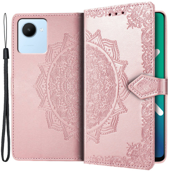 Klopové pouzdro pro Realme C30 / Narzo 50i Prime, Mandala, růžové rose gold