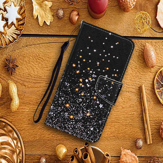 Klopové pouzdro pro Xiaomi Redmi 13C / Poco C65, Wallet, Stars, černé