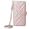 Flipové pouzdro pro Realme 14 Pro+ 5G, Crossbody Leather Wallet, růžové rose gold