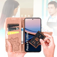 Klopové pouzdro pro Xiaomi Poco F7 Ultra, Butterfly, růžové rose gold
