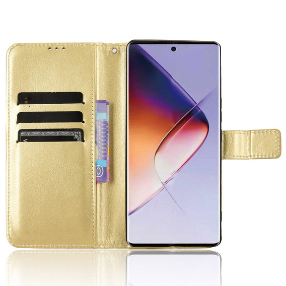 Klopové pouzdro pro Infinix Note 40 Pro, Crazy Horse Wallet, zlaté