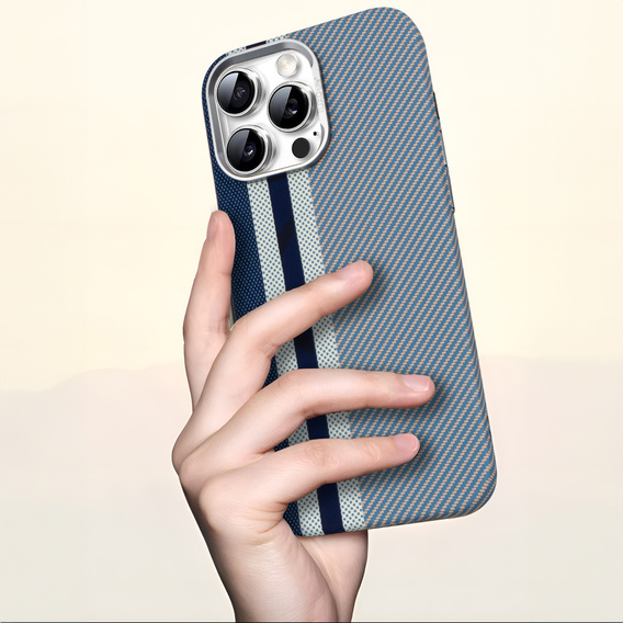 Pouzdro pro iPhone 15 Pro, Carbon Fiber MagSafe, modré