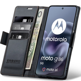 ERBORD Lesklá peněženka Litchi s klopou pro Motorola Moto G86 5G / G86 Power 5G