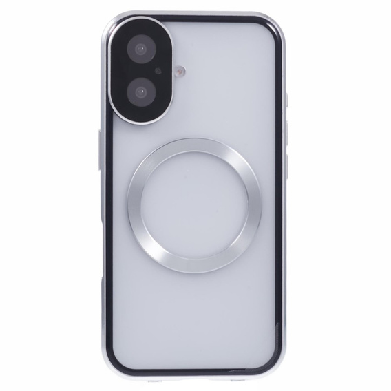 Magnetické pouzdro Dual Glass MagSafe pro iPhone 16, stříbrné