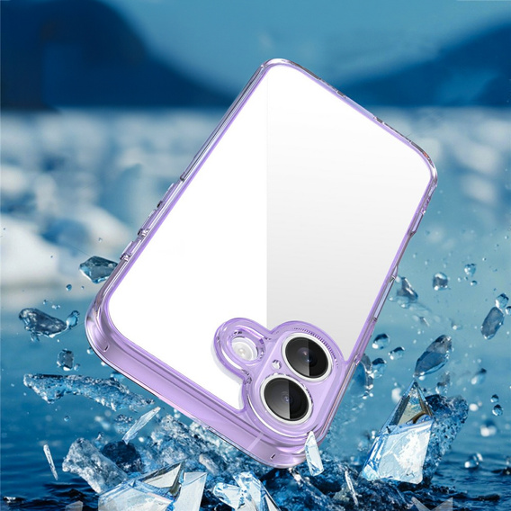 Pouzdro pro iPhone 17, s krytem fotoaparátu, průhledné s fialovými boky