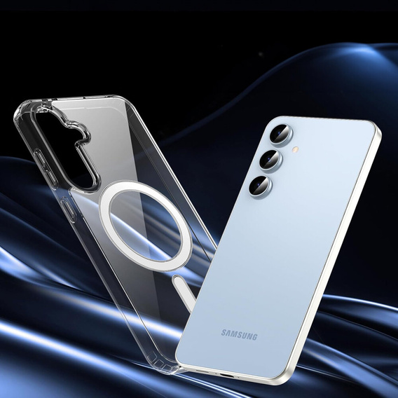 Pouzdro pro Samsung Galaxy S25+ Plus, Fusion Hybrid, pro MagSafe, průhledné + sklo na displej