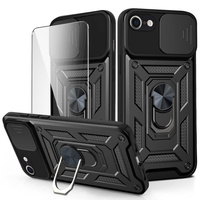 Pancéřové pouzdro pro iPhone 16E, CamShield Slide, černé + tvrzené sklo 9H