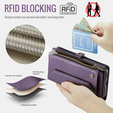 Pouzdro CASEME pro Samsung Galaxy S25 FE, RFID Leather Wallet, s popruhem přes rameno, fialové